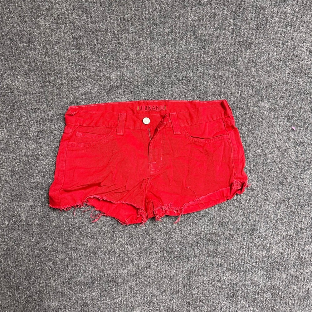 J Brand Shorts Womens Size 25 Red Denim Cut Off Low Rise Frayed Made in USA